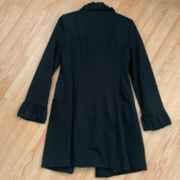 INC Black Victorian Ruched Dress Coat Size Small Elegant Gothic Formal - Picture 7 of 11